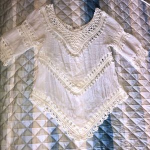 Lagaci Bohemian Cotton & Crochet Top